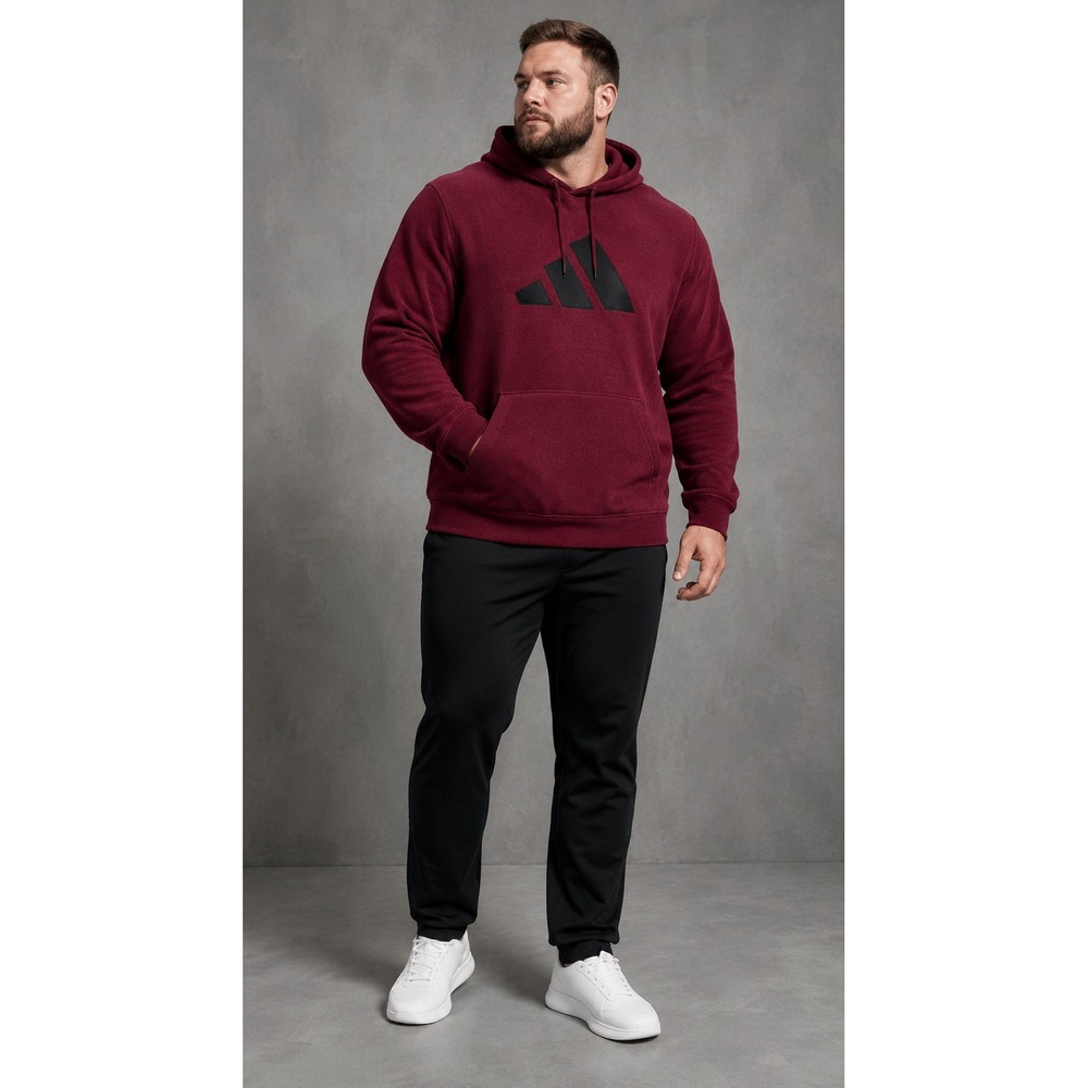Adidas Unisex 2XL Burgundy Maroon Big Logo Fleece Pullover Hoodie Oversized Men